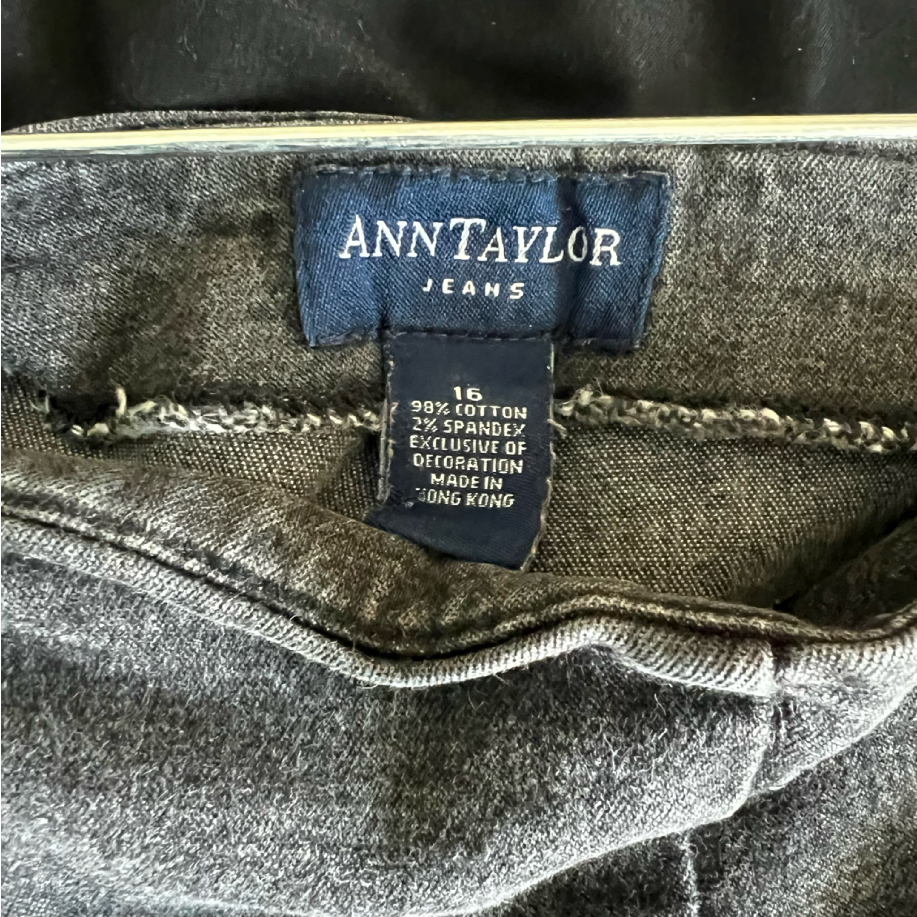 Anne Taylor Bell Bottom Jeans, Super High Waist Black On Black Embroidered